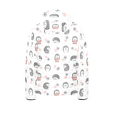 Hedgehog Pattern Print Design 02 Kids' Boys' Girls' Padded Hooded Jacket