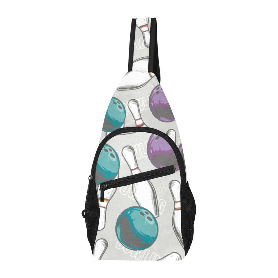 Bowling ball and pin gray background All Over Print Chest Bag