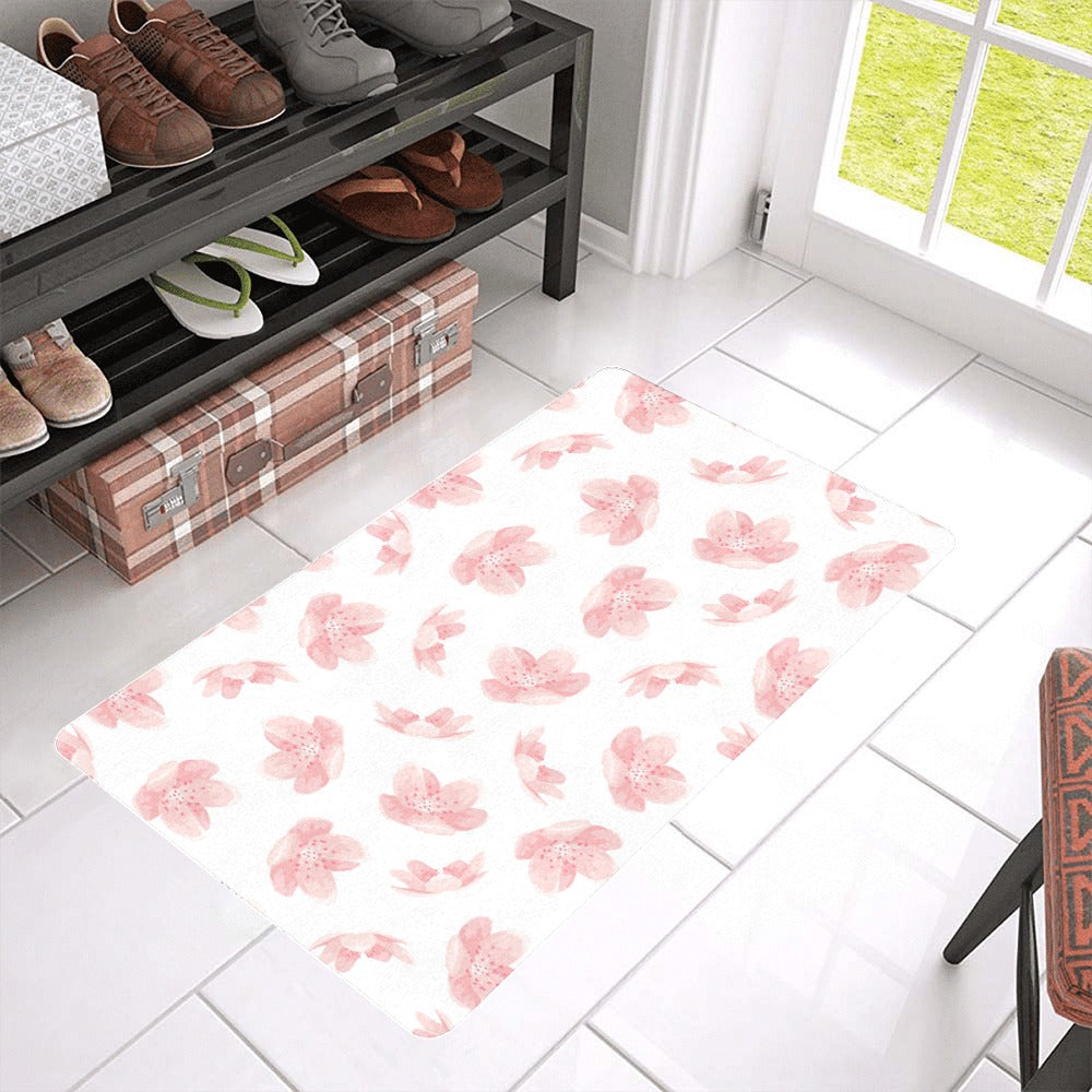 Pink sakura cherry blossom pattern Doormat