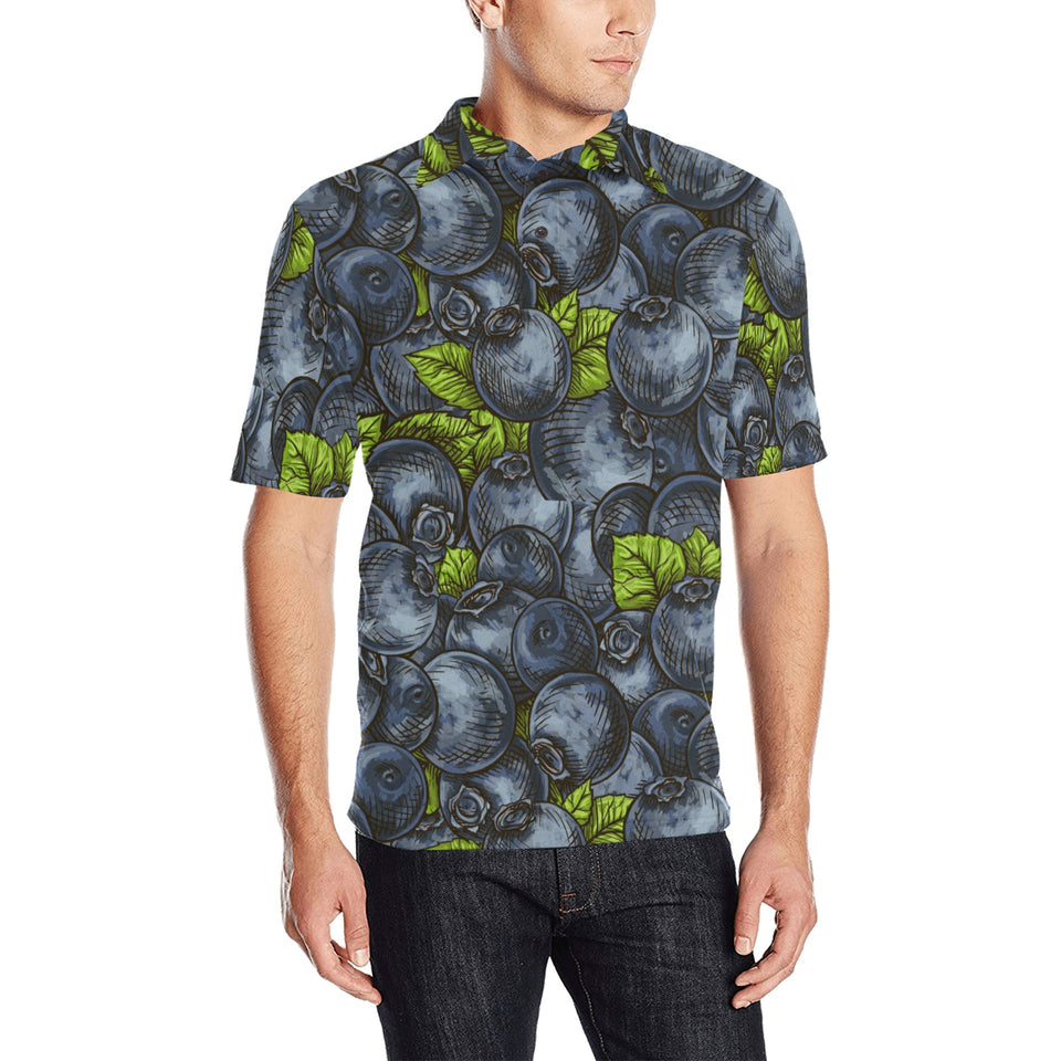 blueberry pattern Men's All Over Print Polo Shirt