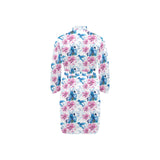 Hummingbird Pattern Print Design 02 Men's Long Sleeve Belted Night Robe