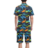 Colorful shark Men's V-Neck Short Pajama Set