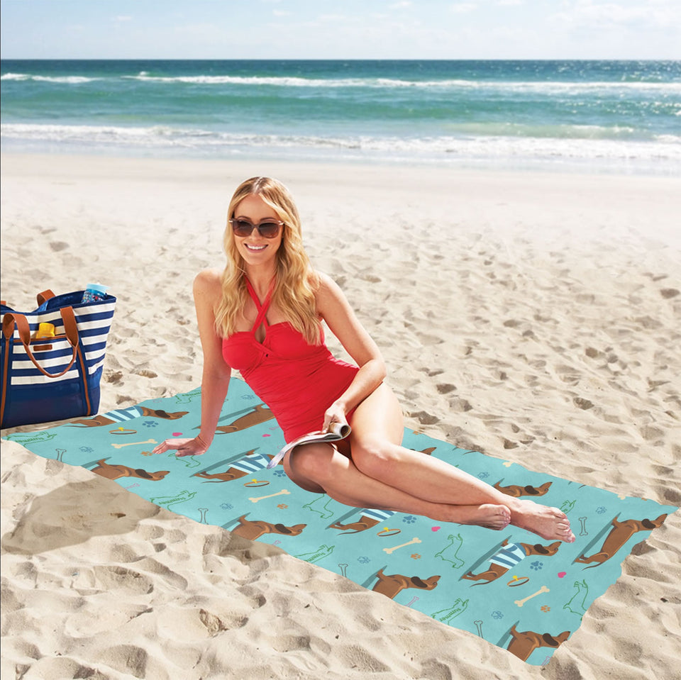Dachshund decorative background Beach Towel