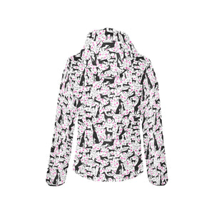 Greyhound Pattern Print Design 02 Women's Padded Hooded Jacket