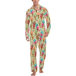 Colorful ice cream pattern Men's Long Pajama Set