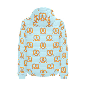 Pretzels Pattern Print Design 03 Men's Padded Hooded Jacket