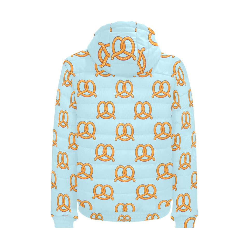 Pretzels Pattern Print Design 03 Men's Padded Hooded Jacket