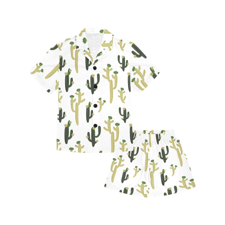 Cute cactus pattern Kids' Boys' Girls' V-Neck Short Pajama Set