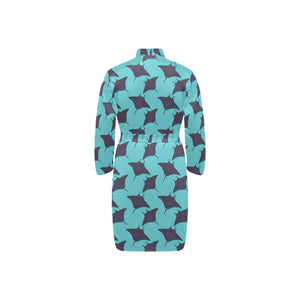 Stingray Pattern Print Design 02 Men's Long Sleeve Belted Night Robe