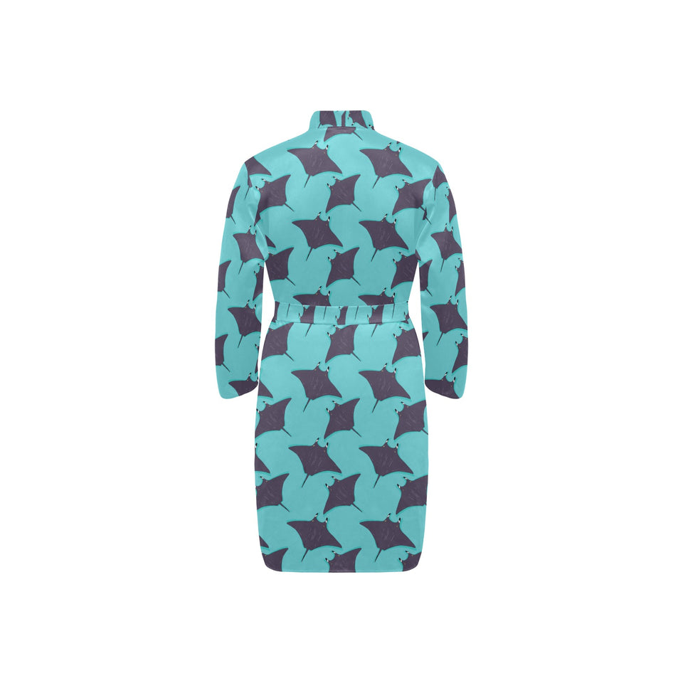 Stingray Pattern Print Design 02 Men's Long Sleeve Belted Night Robe
