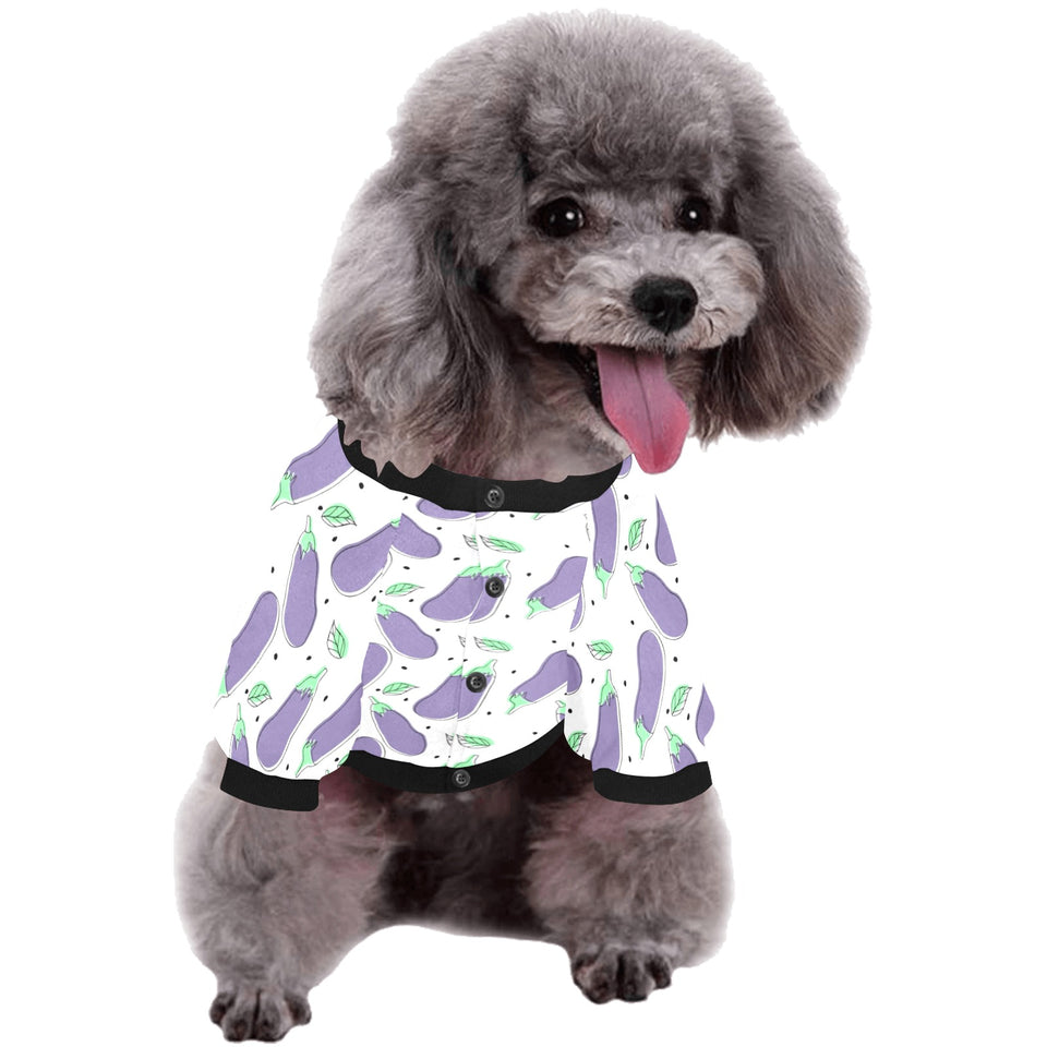 Eggplant Pattern Print Design 05 All Over Print Pet Dog Round Neck Fuzzy Shirt