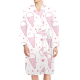 Hand drawn ice cream pattern Men's Long Sleeve Belted Night Robe