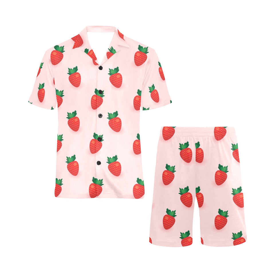 Strawberry beautiful pattern Men's V-Neck Short Pajama Set