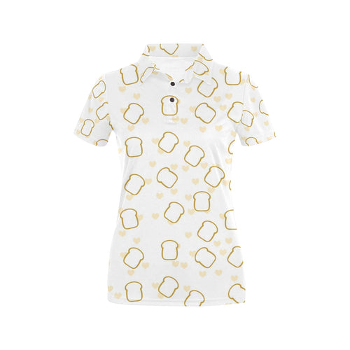 Bread Toast Pattern Print Design 01 Women's All Over Print Polo Shirt