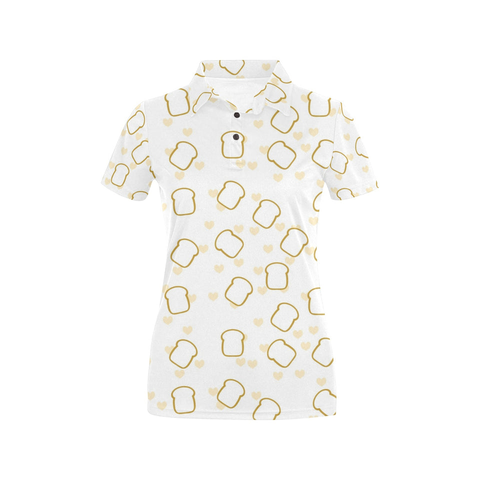 Bread Toast Pattern Print Design 01 Women's All Over Print Polo Shirt