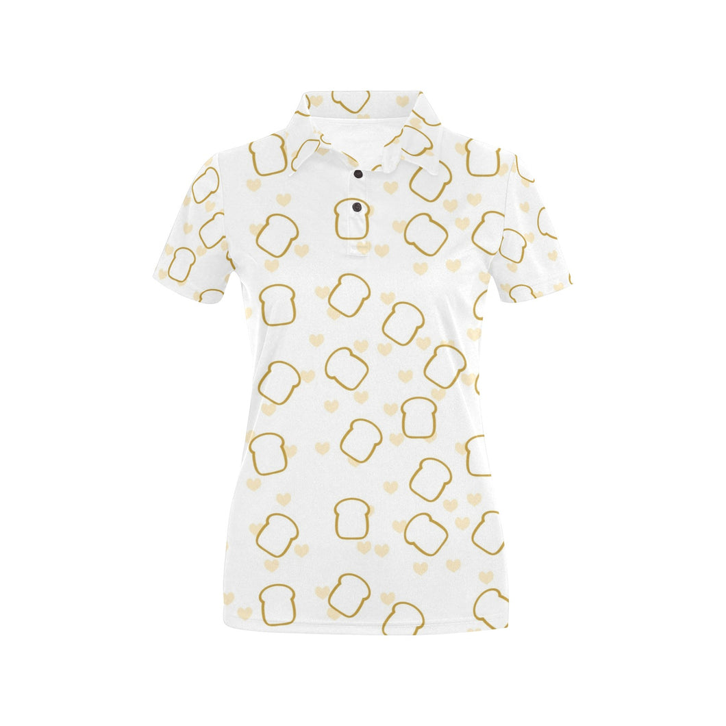 Bread Toast Pattern Print Design 01 Women's All Over Print Polo Shirt