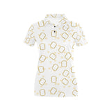 Bread Toast Pattern Print Design 01 Women's All Over Print Polo Shirt