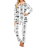 Mustache Beard Pattern Print Design 04 Women's Long Pajama Set