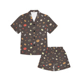 Coffee bean leave pattern Kids' Boys' Girls' V-Neck Short Pajama Set
