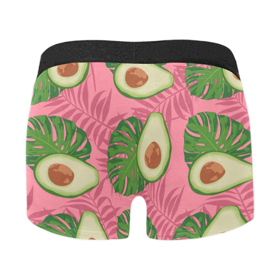 Avocado slices leaves pink back ground Men's All Over Print Boxer Briefs Men's Underwear