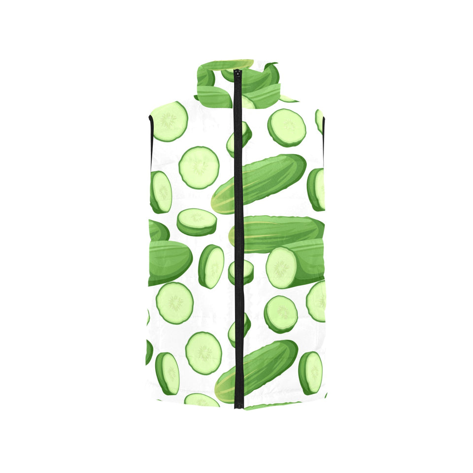 cucumber whole slices pattern Women's Padded Vest