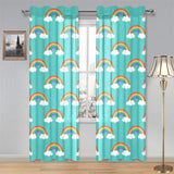 Rainbow pattern green background Gauze Curtain