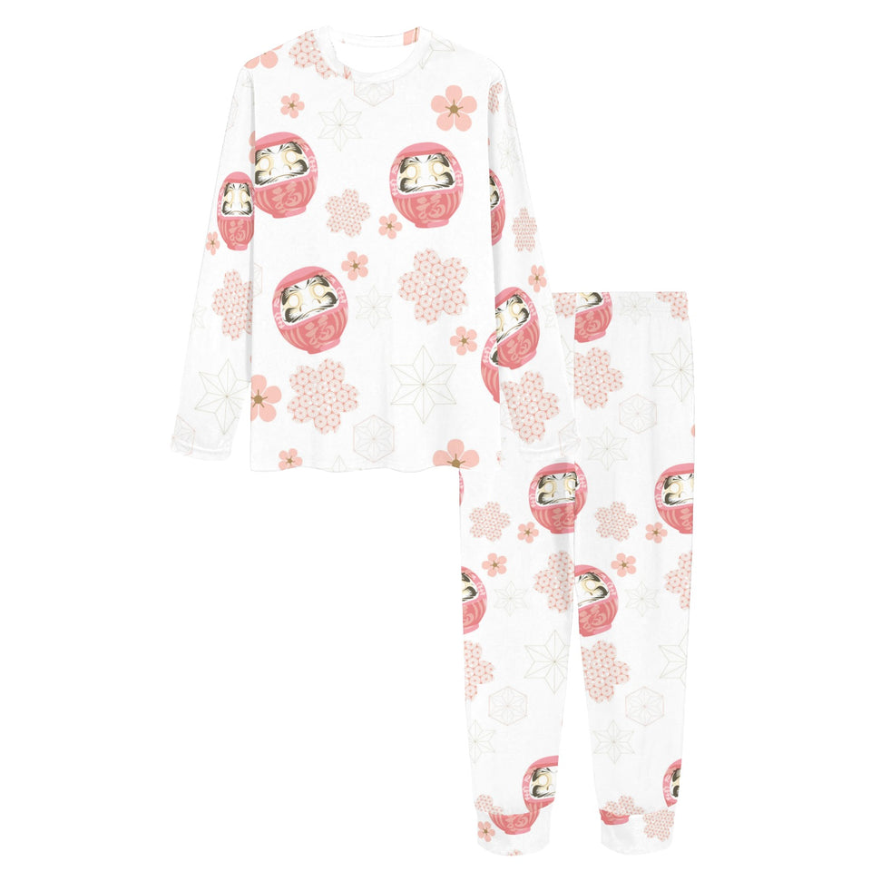 Daruma japanese wooden doll cherry blossom flower Women's All Over Print Pajama Set