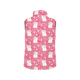 Maneki neko cat sakura pink background Men's Padded Vest