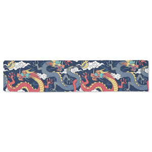 Blue red dragon cloud pattern Table Runner