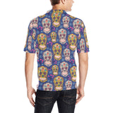 Sugar skull flower pattern Men's All Over Print Polo Shirt