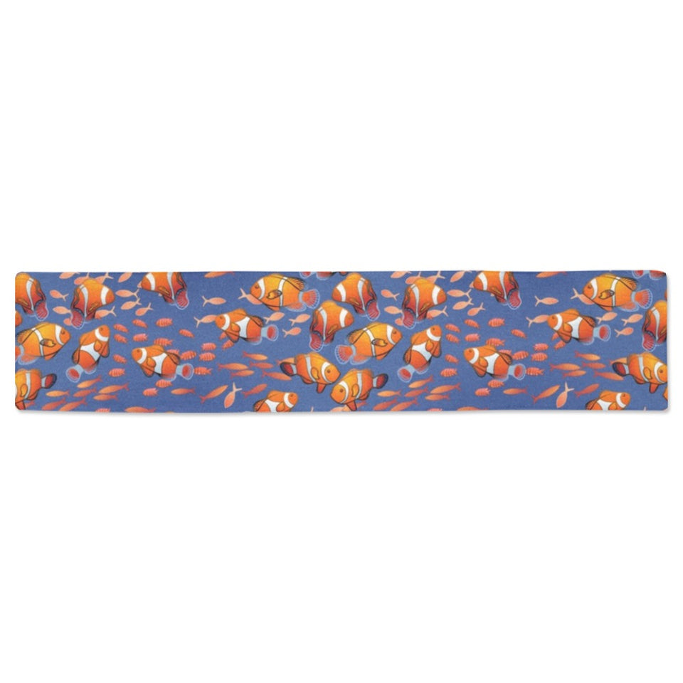 Clown Fish Pattern Print Design 04 Table Runner