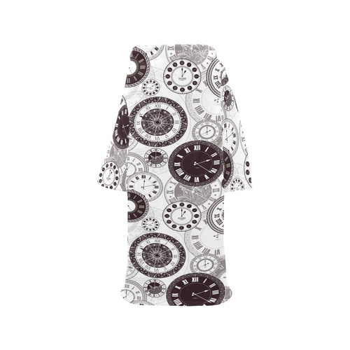 Classic vintage clock pattern Blanket Robe with Sleeves