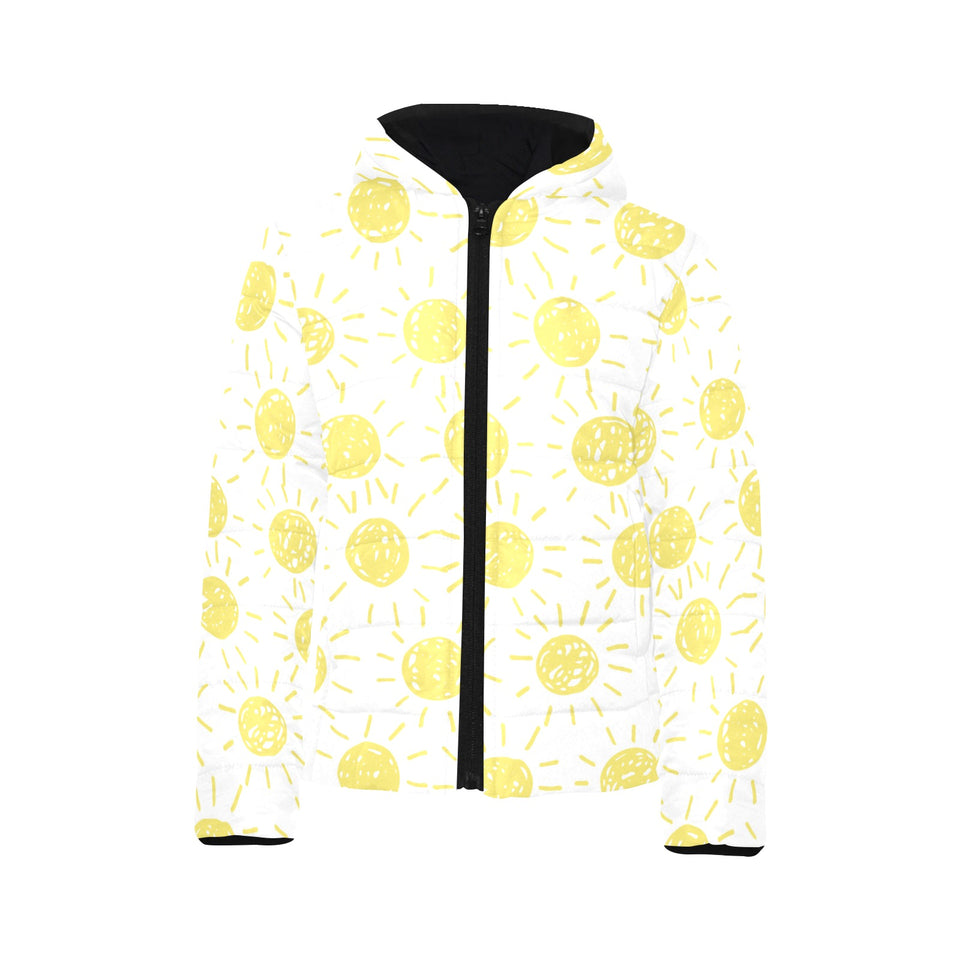 hand drawn sun pattern Kids' Boys' Girls' Padded Hooded Jacket