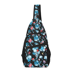 Skull flower roses leave pattern All Over Print Chest Bag