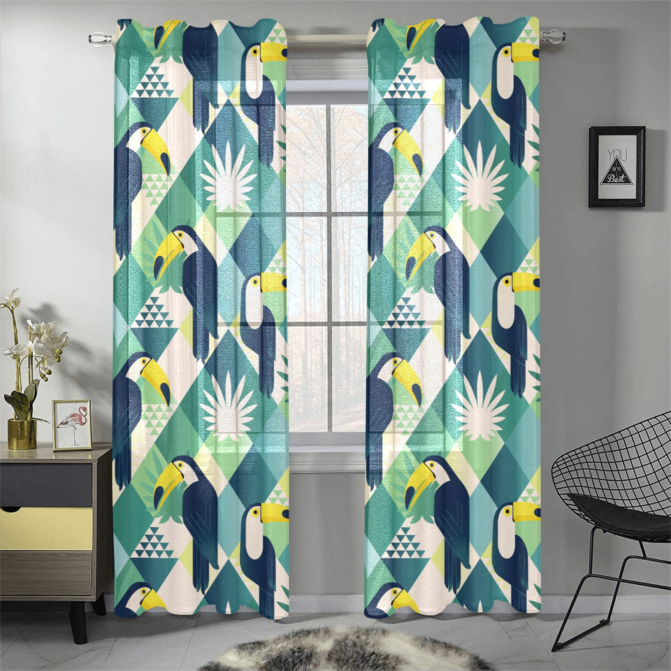 Toucan tropical leaves design pattern Gauze Curtain