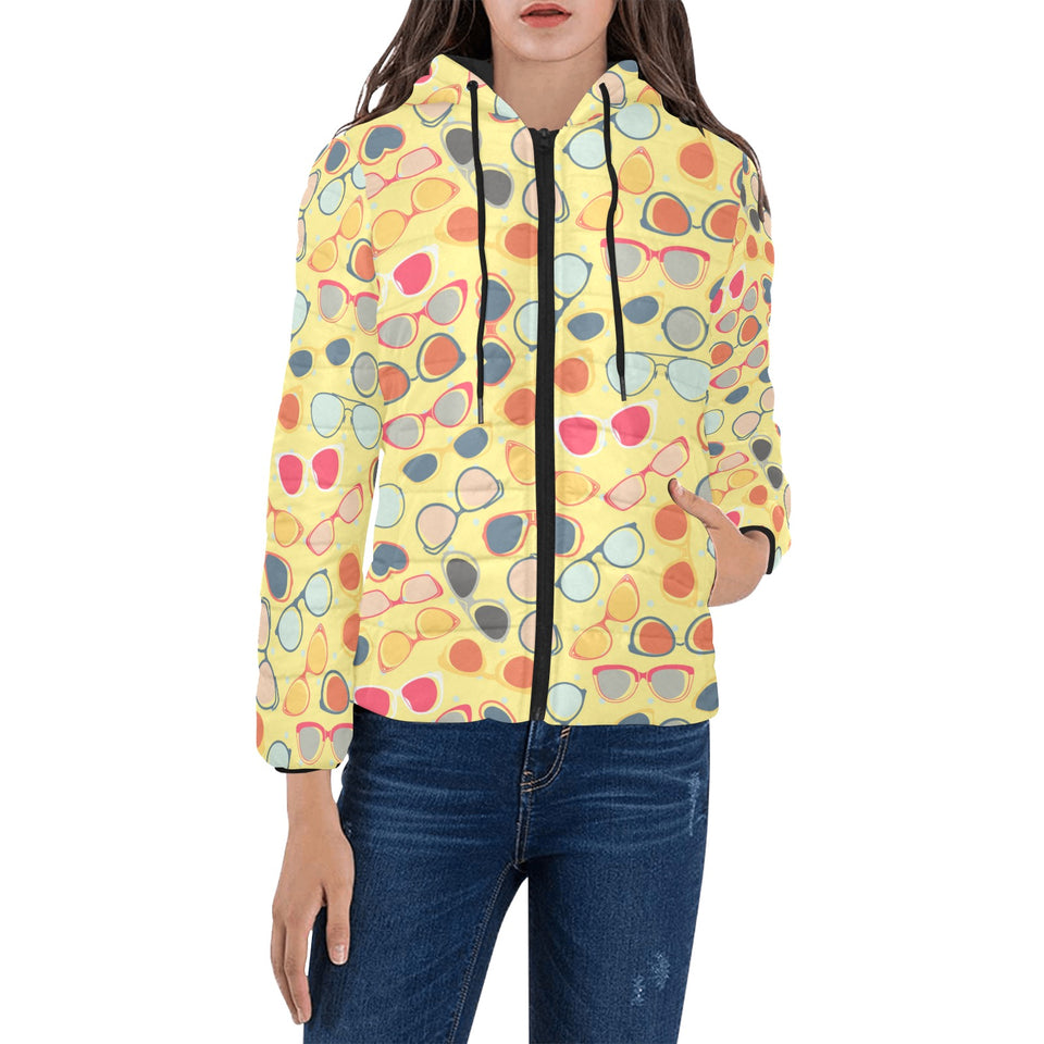 Sun Glasses Pattern Print Design 05 Women's Padded Hooded Jacket