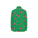 American football ball field background Women's Long Sleeve Polo Shirt