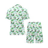 Pelican Pattern Print Design 01 Men's V-Neck Short Pajama Set