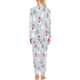 Snowman christmas tree snow gray background Women's All Over Print Pajama Set