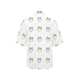 Cute Siberian Husky pattern Women's All Over Print Hawaiian Shirt