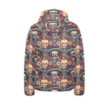 Sugar skulls flower maxican pattern Kids' Boys' Girls' Padded Hooded Jacket