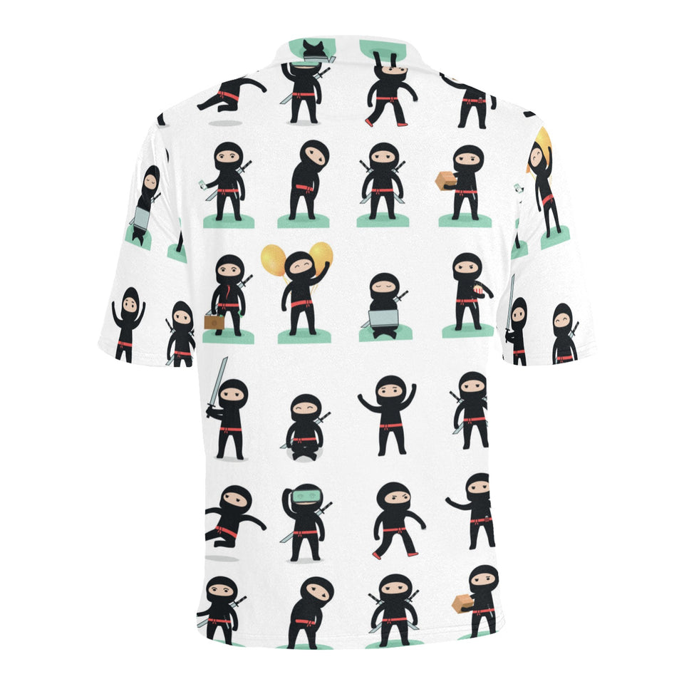 Cute ninja katana sword pattern Men's All Over Print Polo Shirt