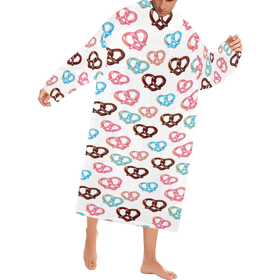 Pretzels Pattern Print Design 04 Blanket Robe with Sleeves