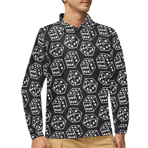 Dice Pattern Print Design 01 Men's Long Sleeve Polo Shirt