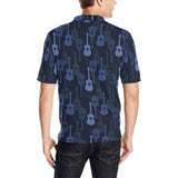 Blue Theme guitar pattern Men's All Over Print Polo Shirt