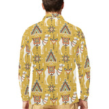 Camels ethnic motif pattern Men's Long Sleeve Polo Shirt