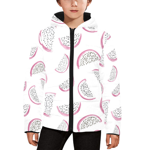 dragon fruit pattern Kids' Boys' Girls' Padded Hooded Jacket