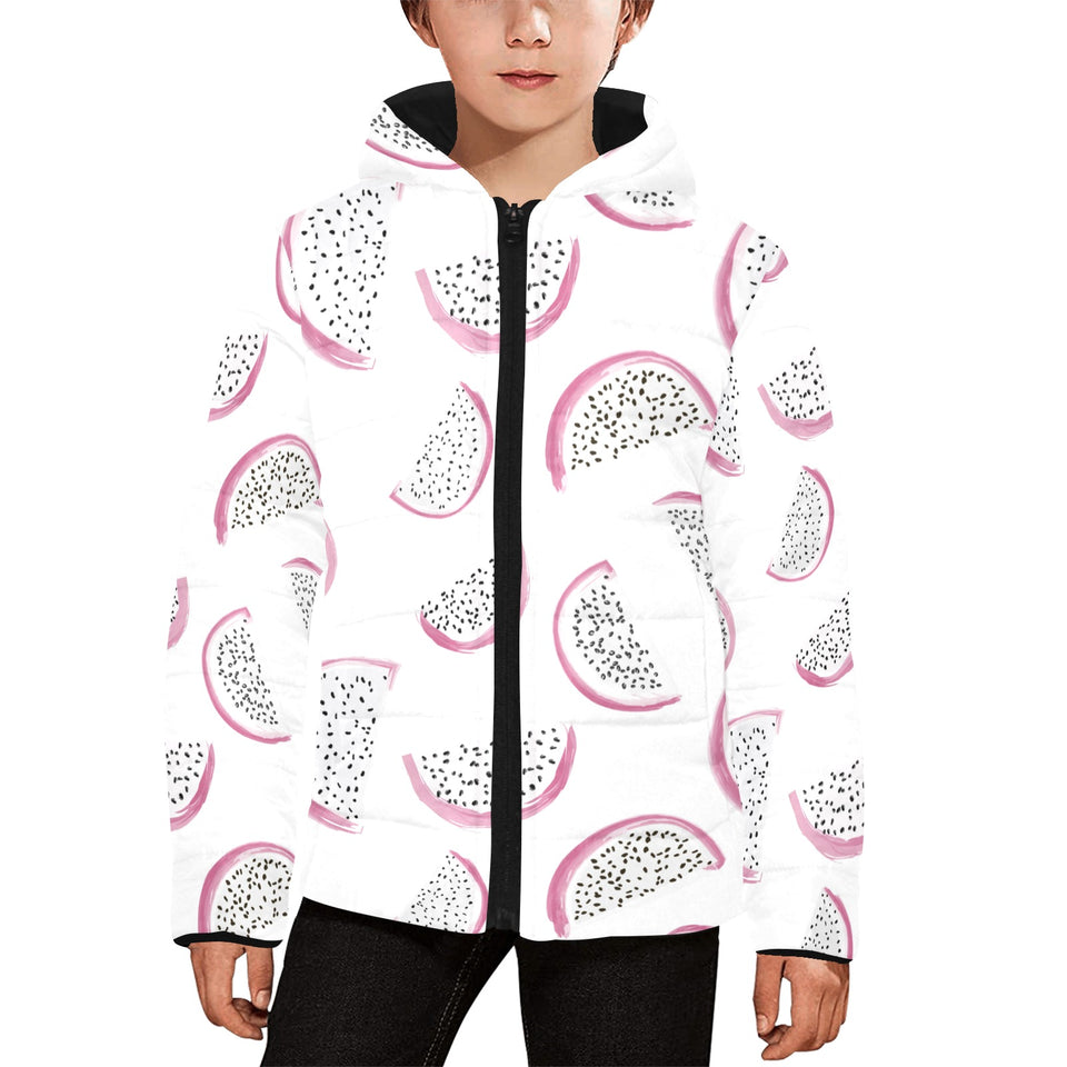 dragon fruit pattern Kids' Boys' Girls' Padded Hooded Jacket