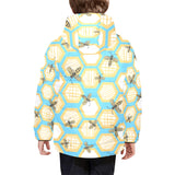 Bee honeycomb pattern Kids' Boys' Girls' Padded Hooded Jacket