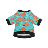 Octopus turquoise background All Over Print Pet Dog Round Neck Fuzzy Shirt